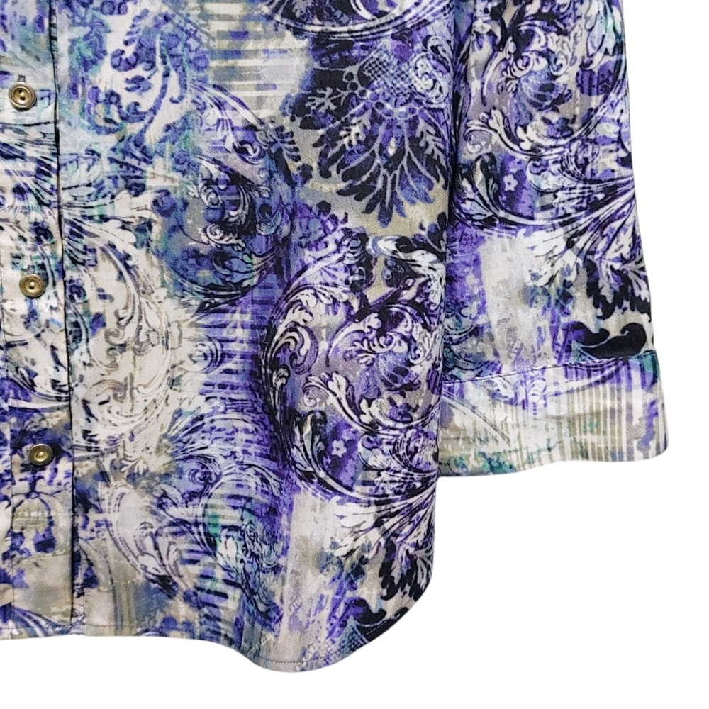 Chico's Blue Mixed Pattern Graphic Button Down Sh… - image 5